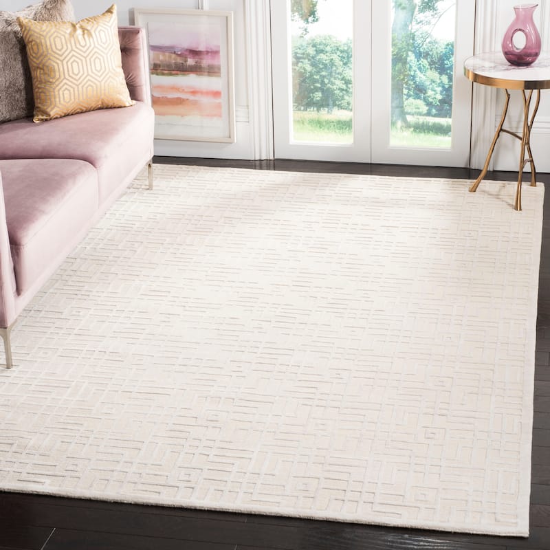 SAFAVIEH Couture Hand-knotted Tibetan Sadhana Modern Wool Rug - 6' x 9' - Pearl