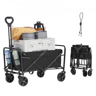 Black Oxford Iron Wagon 220lbs Foldable Cart with PVC Wheels - 29.72 x 19.49 x 34.84 inch