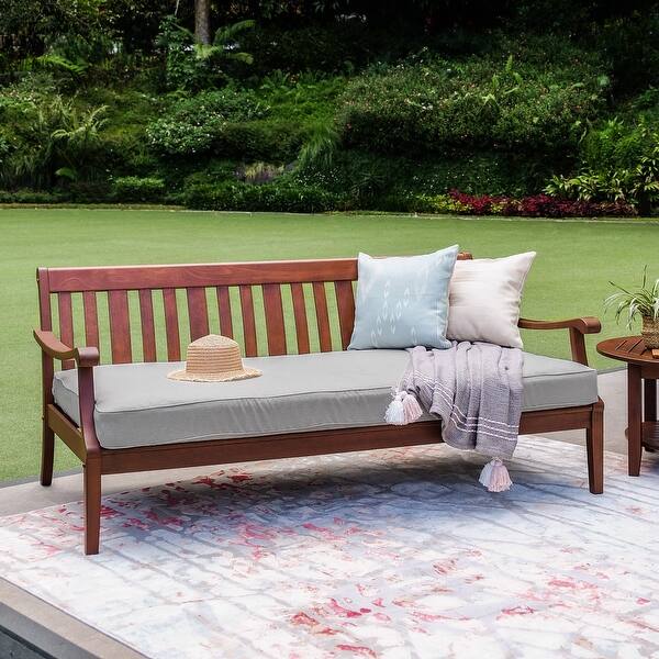 slide 2 of 17, Cambridge Casual Como Solid Wood Outdoor Daybed Natural Brown/Oyster Cushion