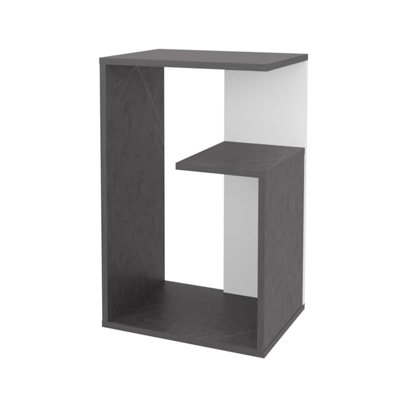 Onix White Melamine Compact Accent Side Table for Living Room or Bedroom - 24.9”(H) x 15.7”(L) x 11.8”(W)