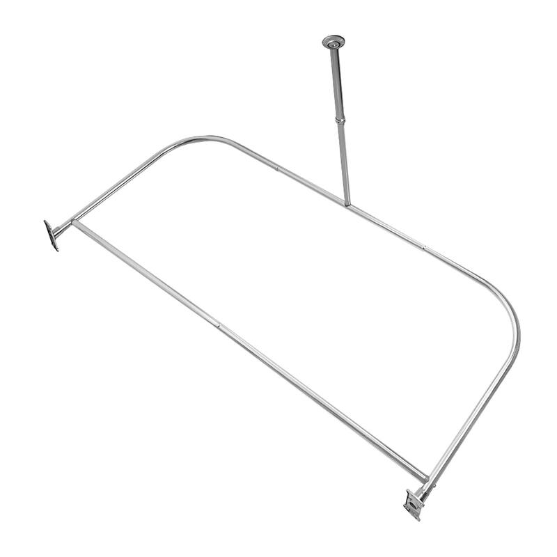 Utopia Alley Rustproof Aluminum D-shape Shower Rod With Ceiling Support for Freestanding Tubs, 60 * 25 in