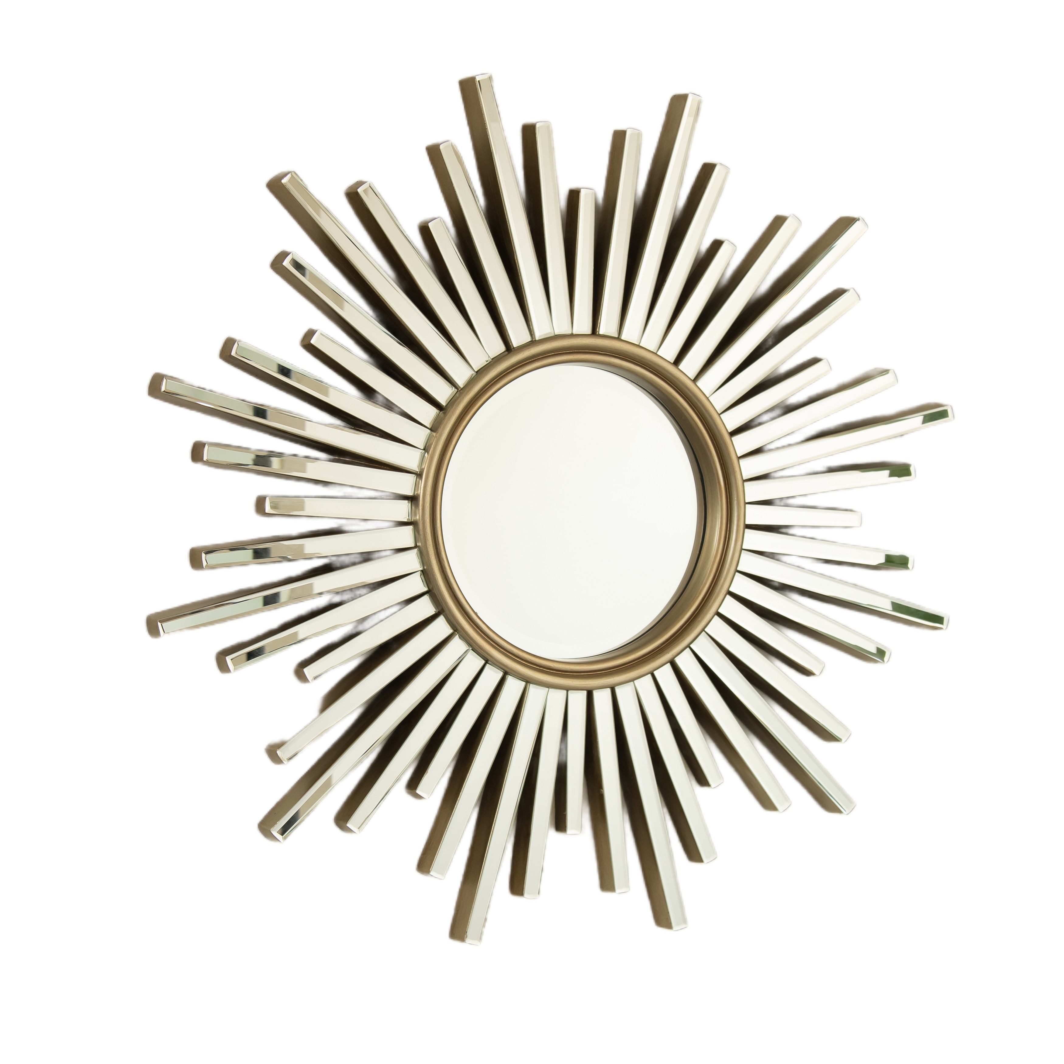33" Mirror, Luxury Style PU Sunburst-shaped Art Decorative Mirror for Bathroom, Bedroom, Living Room, Corridor - 33.46