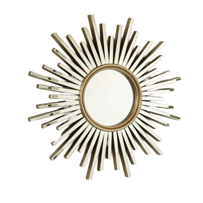 Gemme Luxury PU Sunburst Art Decorative Mirror - Bathroom, Bedroom, Living Room - Silver