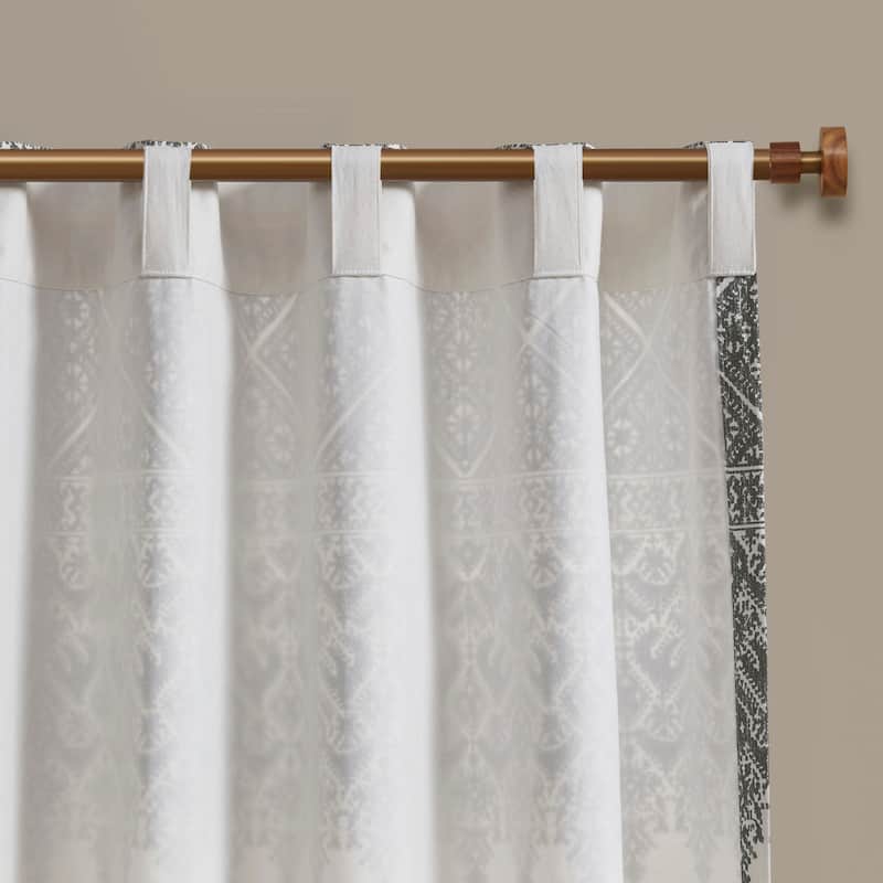 INK+IVY Mila Cotton Printed Window Panel with Chenille detail and Lining 50"W x 84"L