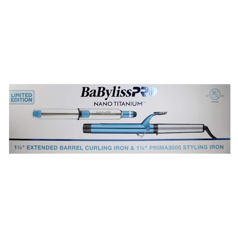 BaByliss Pro Prima3000 1¼" Styling Iron & 1¼" Extended Barrel Curling Iron Combo BNTPP54UC - Blue