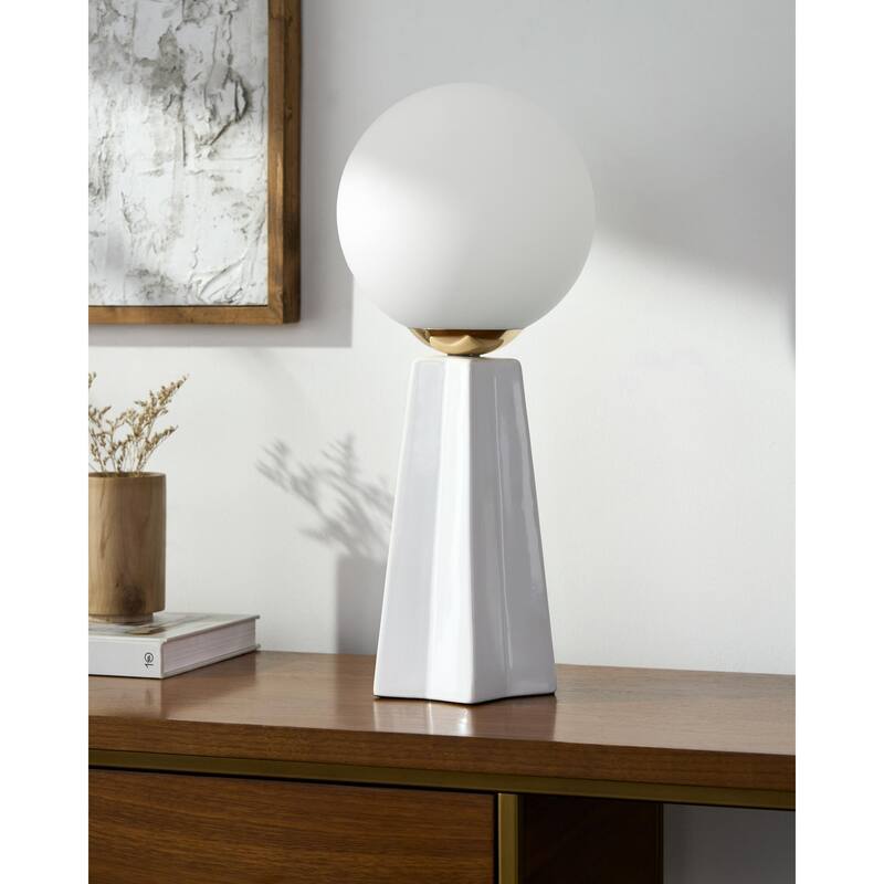 Livabliss Stellan Modern Accent Table Lamp - 18"H x 8"W x 10"D - White