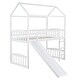 preview thumbnail 17 of 19, Twin Wood Loft Bed House Bed with Slide&Ladder&Guardrail&Roof, Large Underneath Play&Storage Area, Gray