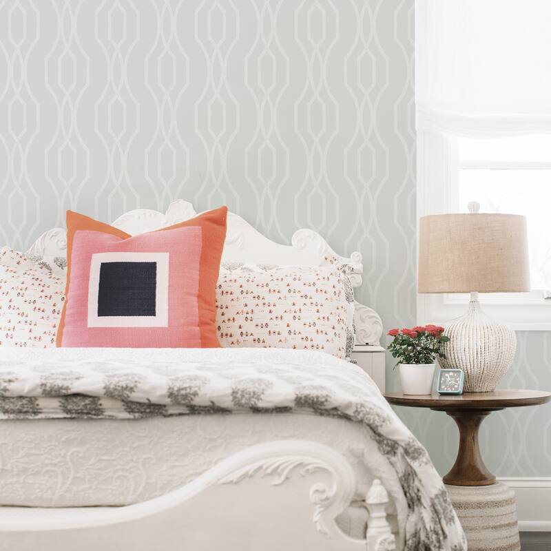 A-Street Prints Coventry White Trellis Wallpaper - N/A