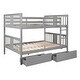 preview thumbnail 31 of 32, Elegant Full over Full Bunk Bed Wooden Kids Bed with Two Storage Drawers,Ladder,Guardrails for Bedroom