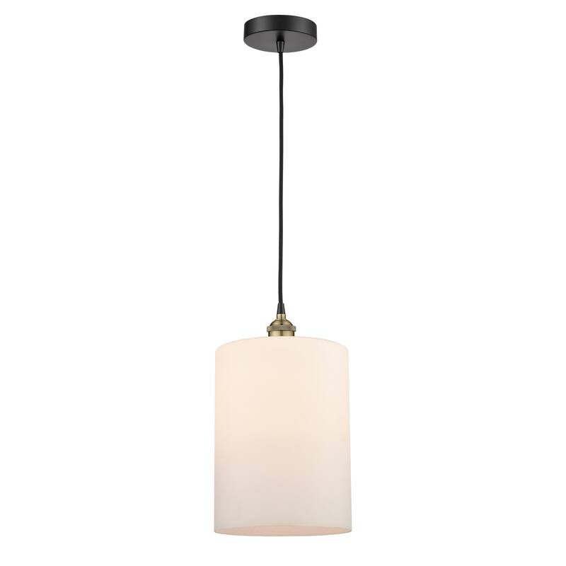 Innovations Lighting Cobbleskill - 1 Light 9" Cord Hung Mini Pendant - Black Antique Brass/Matte White