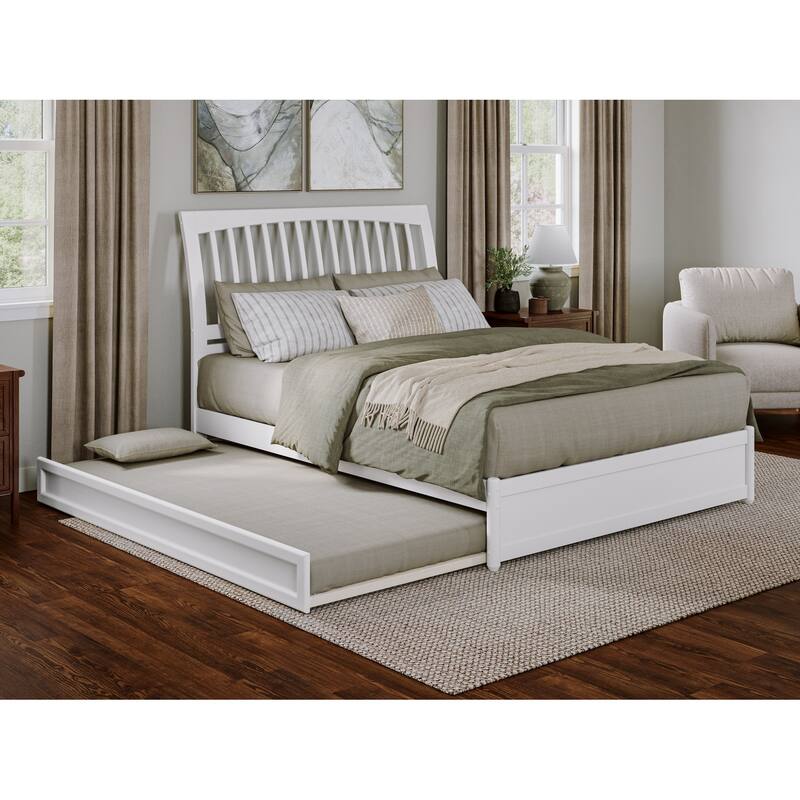 Roslyn Platform Bed with Modern Panel Footboard and Twin XL Trundle