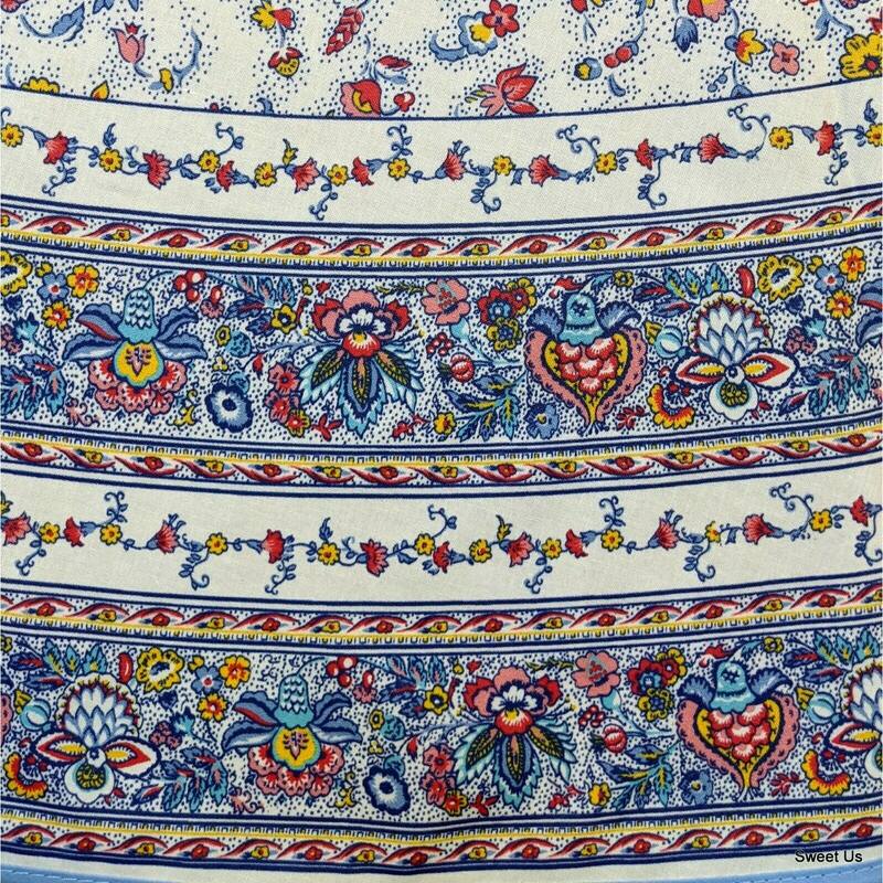 Wipeable Tablecloth Spill Resistant Cotton French Indienne Fleur