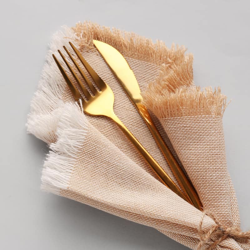 10pcs Cloth Napkins 16.5x16.5 Inches Cotton Linen Napkins with Fringe