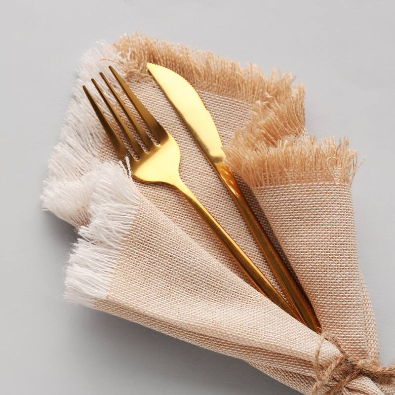 6pcs Cloth Napkins 16.5x16.5 Inches Cotton Linen Napkins with Fringe