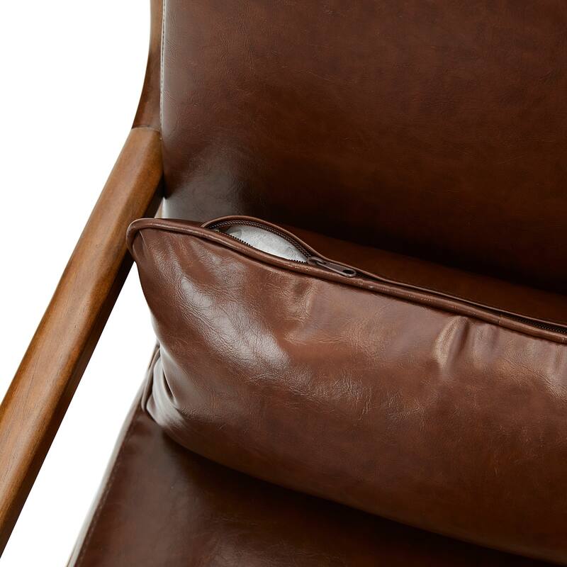 Glitzhome Set of 2 30.75"H Mid-Century Modern PU Leather Accent Chairs - 25.75"W x 33.75"D x 30.75"H