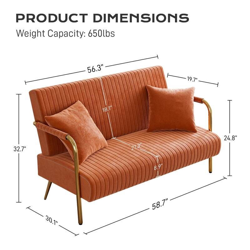 Ouyessir Upholstered Loveseat, Tufted Back Couch, Accent Armchair with 2 Pillows