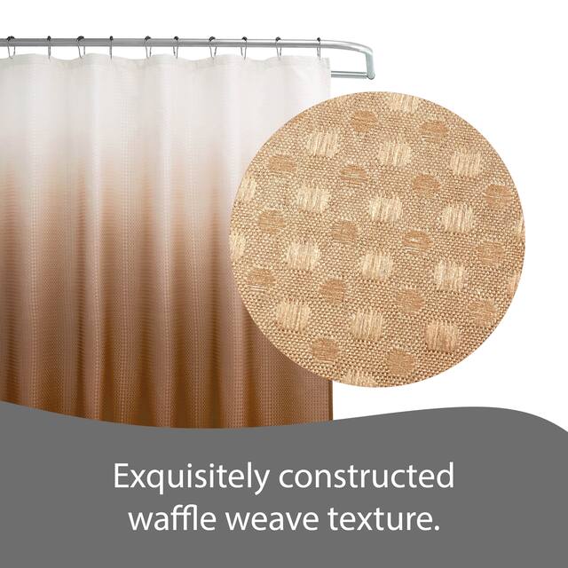 Creative Home Ideas Ombre Waffle Weave Shower Curtain w/12 Metal Rings