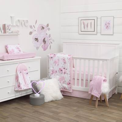 NoJo Dreamer Watercolor Floral 8pc Nursery Crib Bedding Set