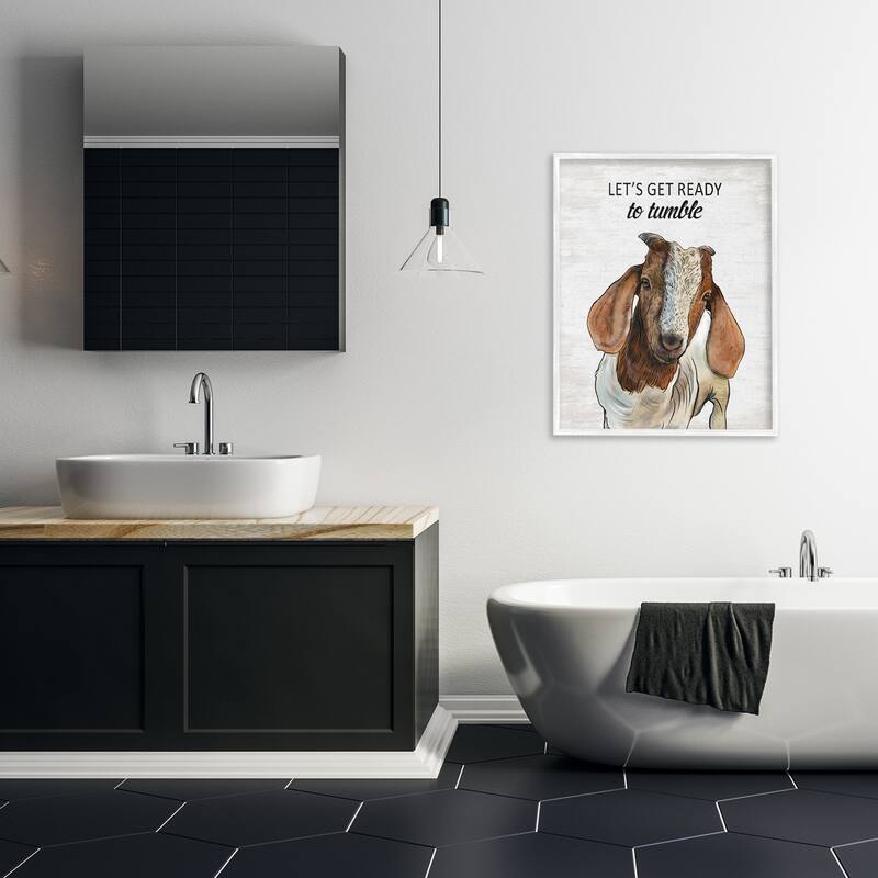 Stupell Ready To Tumble Laundry Goat Framed Giclee Art Design By Lettered and Lined