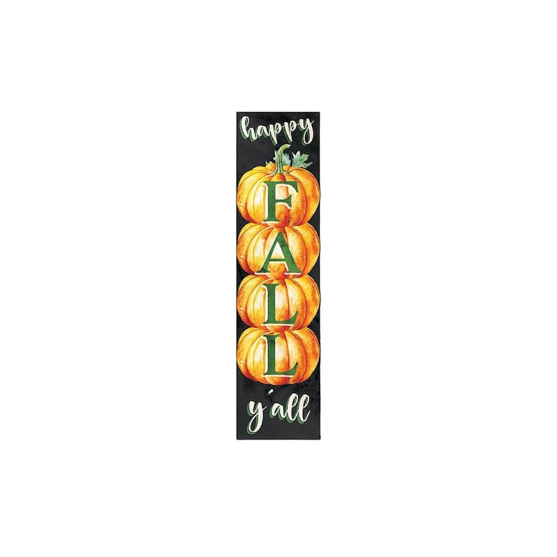 HomeRoots 36" Black And Orange Solid Wood Happy Fall Pumpkin Porch Sign