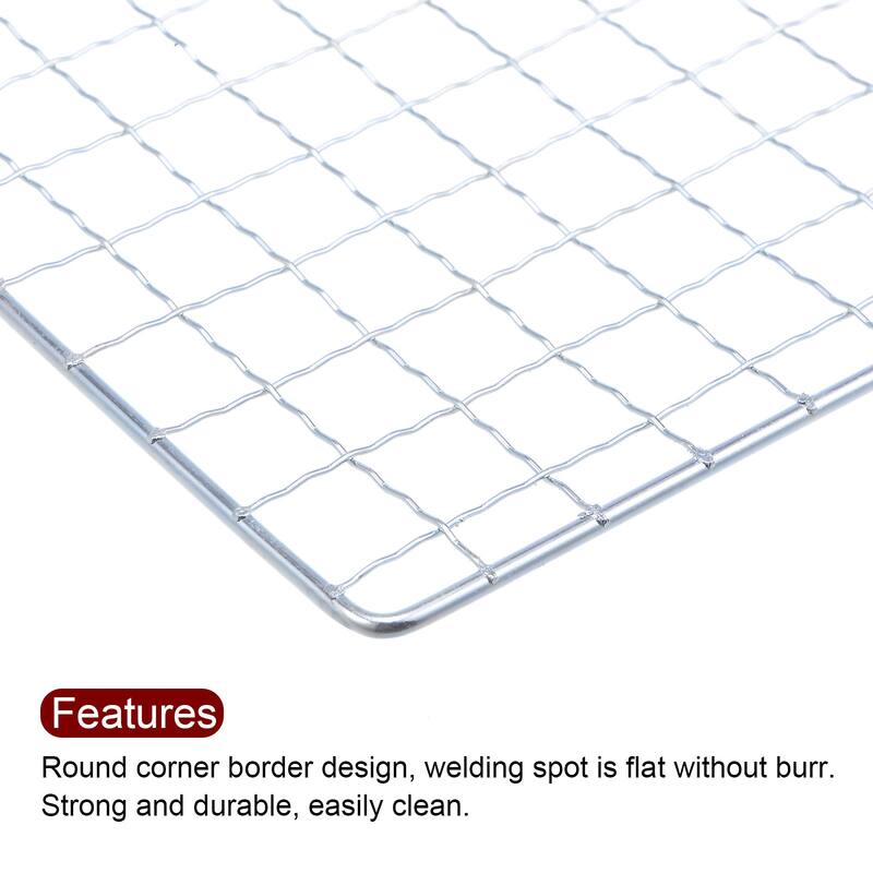 2pcs Square BBQ Grill Net 15.7"x15.7" Galvanized Iron Barbecue Mesh for Baking