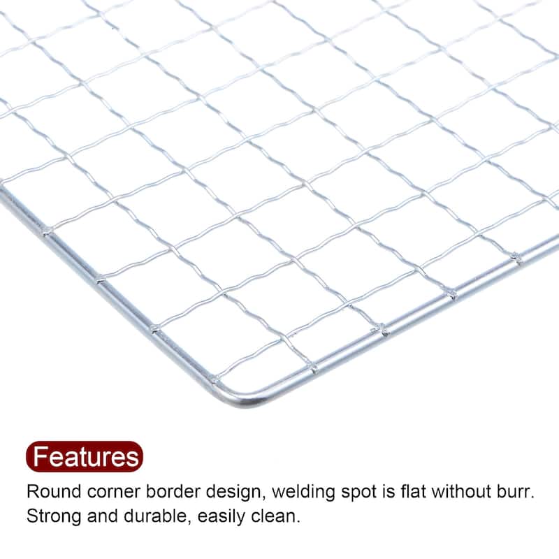 Square BBQ Grill Net 17.7"x17.7" Galvanized Iron Barbecue Mesh Mat for Baking