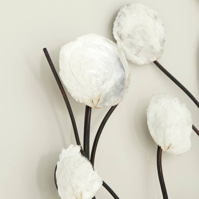 White Capiz Shell Floral Home Wall Decor with Capiz Accents