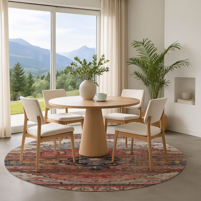 Premium Washable Super Soft Global Traditional Mayfield Rug - Paprika - 8' x 8'