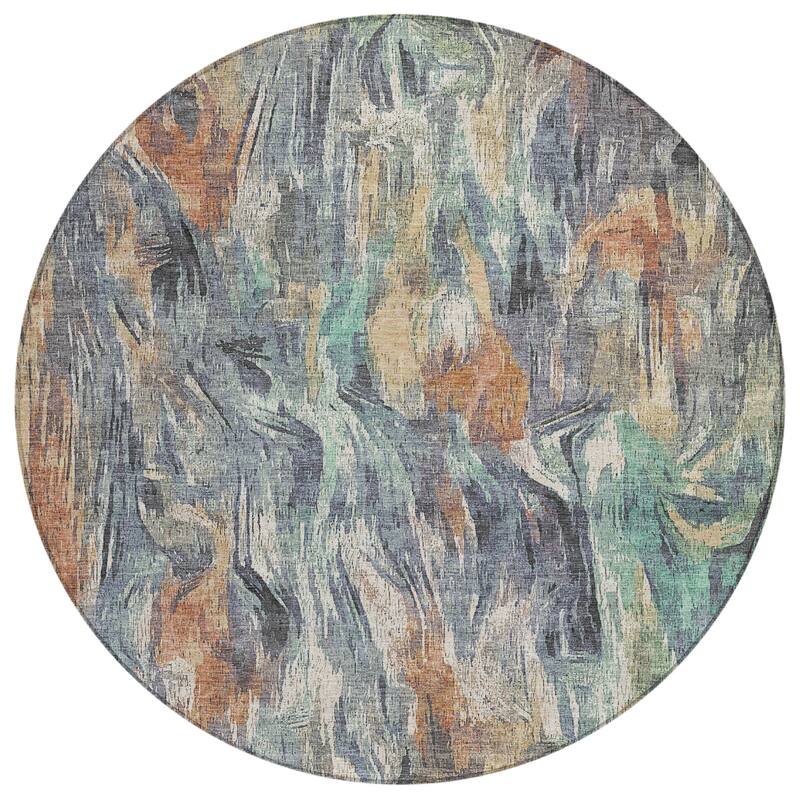 Machine Washable Indoor/ Outdoor Brushstrokes Modern Chantille Rug