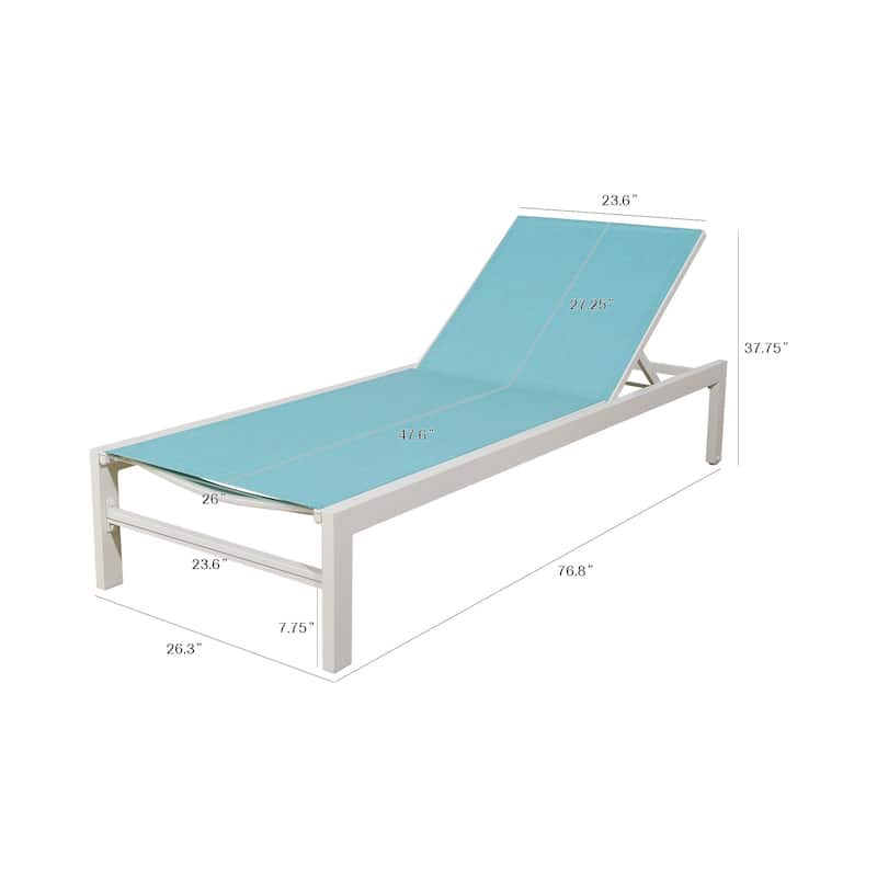 Patio Outdoor Aluminum Chaise Adjustable Recliner Lounger with Wheels