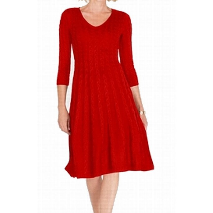 red knit sweater dress