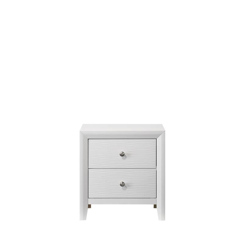 Sleek 2-Drawer Nightstand with Round Knobs, White Finish