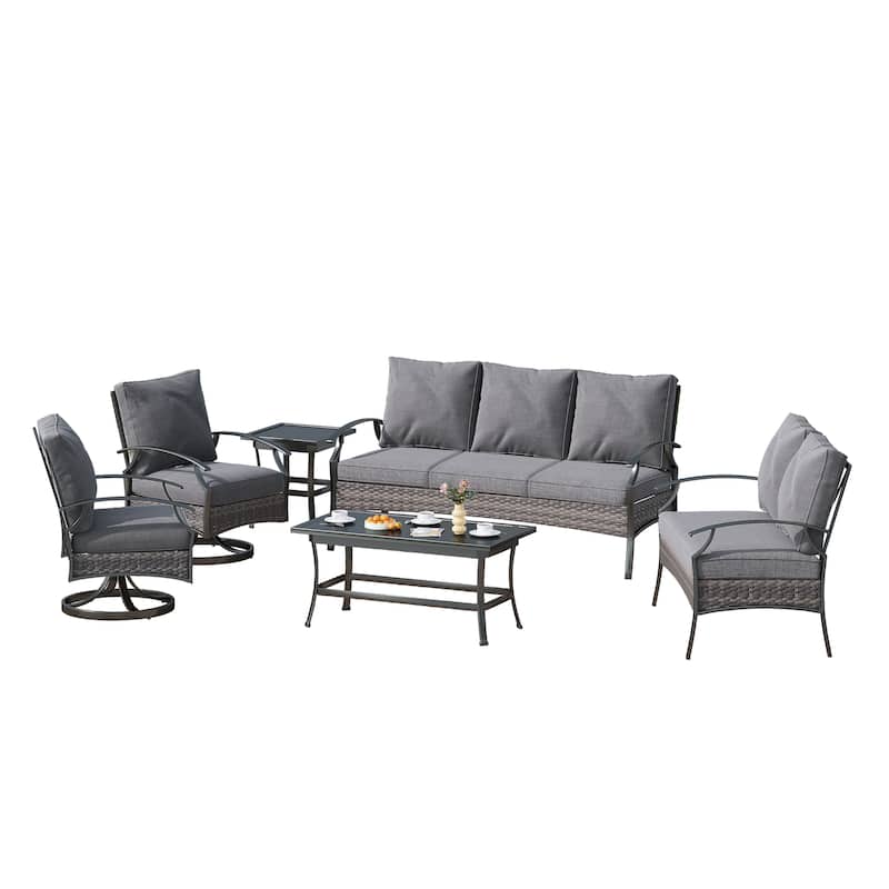 6-Piece Patio Sofa Furniture Set Outdoor Seating Group with Cushions