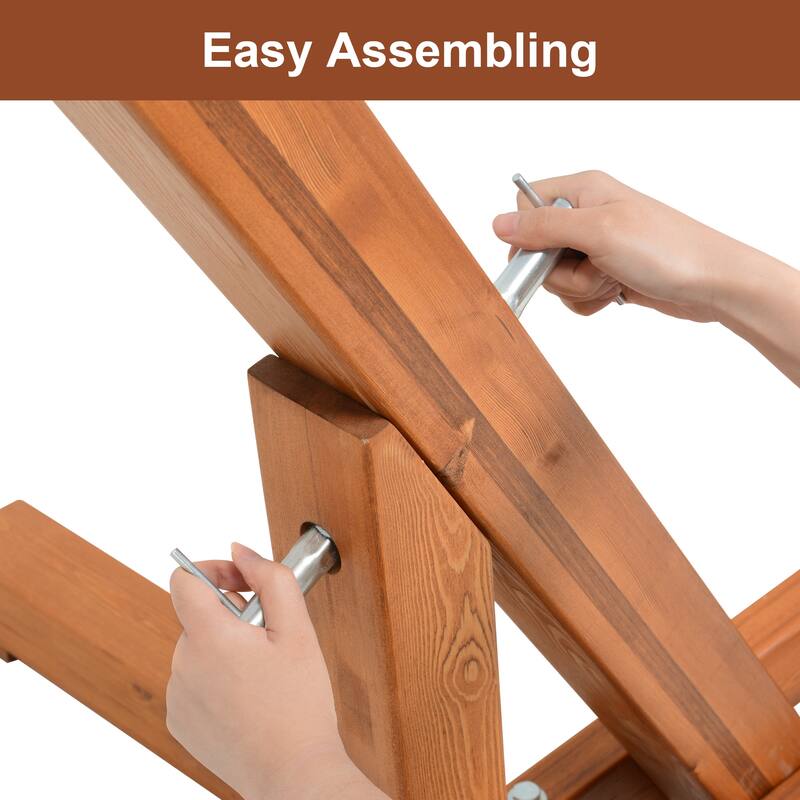 12-14 ft. Adjustable Wood Hammock Stand with Hooks and Chains - adjustable 12-14 ft.