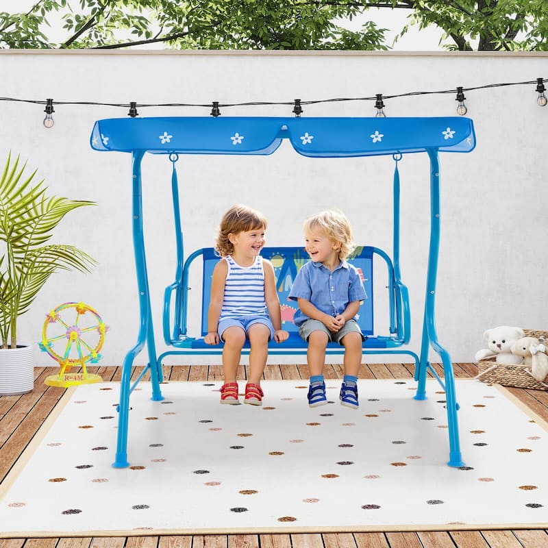 Costway 2-Seater Toddler Porch Swing Chair with Metal Stand Adjustable - See Details