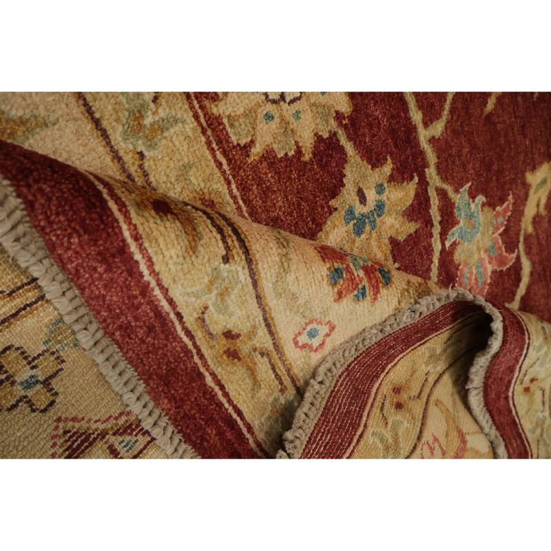 Hand Knotted Oriental 100% Wool Carpet Traditional All-Over Oranges & Rust Peshawar Area Rug - 9' 7'' X 7' 7''