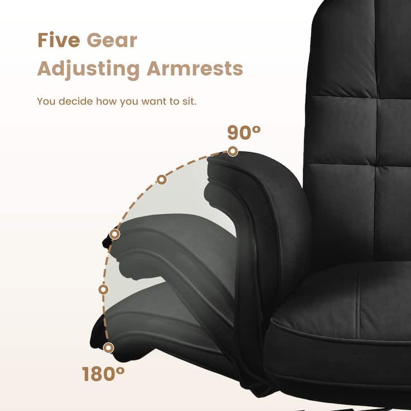 Bossin Cross Legged Office Chair with Adjustable Arms, 135° Reclining Velet Executive Criss Cross Chair with Wheels