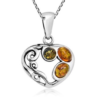 Sterling Silver Multicolor Amber Flower Pendant Chain 18 Inches Sterling Silver Multicolor Amber Flower Pendant Chain 18 Inches