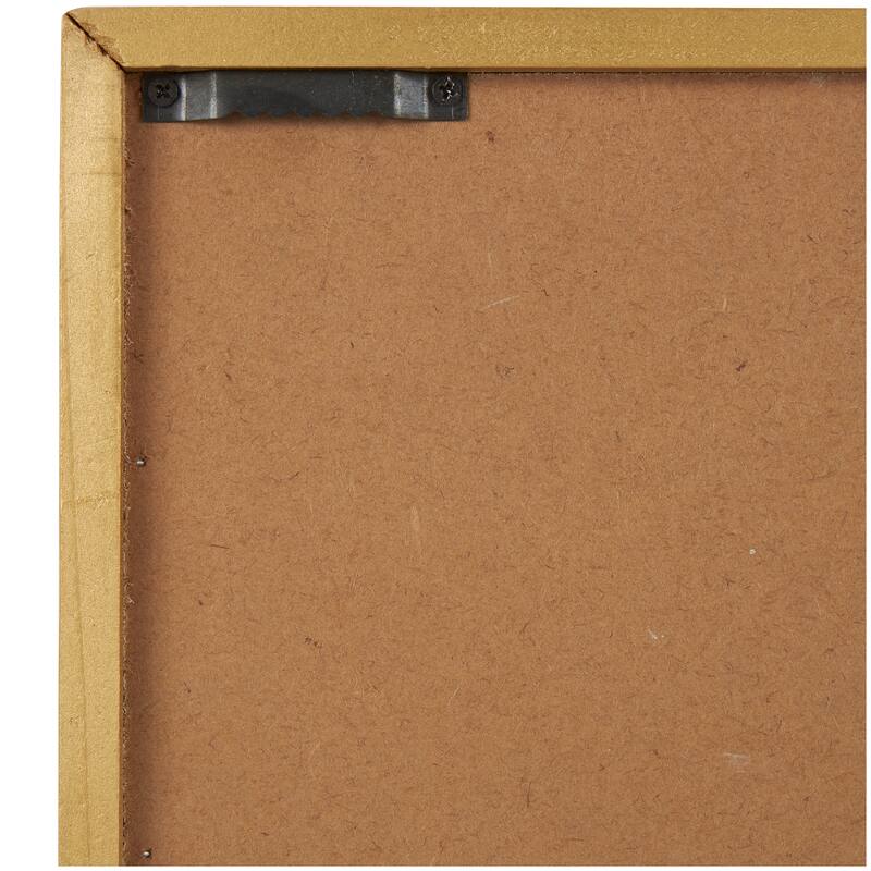 Gold Wood 3D Leaf Home Wall Decor with Beveled Frame (Set of 2)