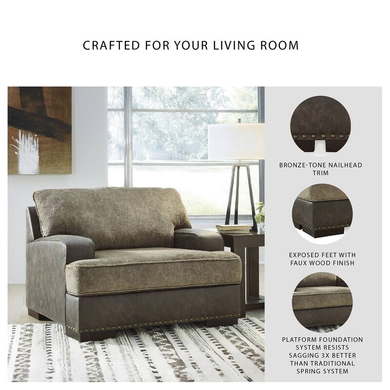 Signature Design by Ashley Alesbury Chocolate Chair and a Half - 49"W x 44"D x 40"H