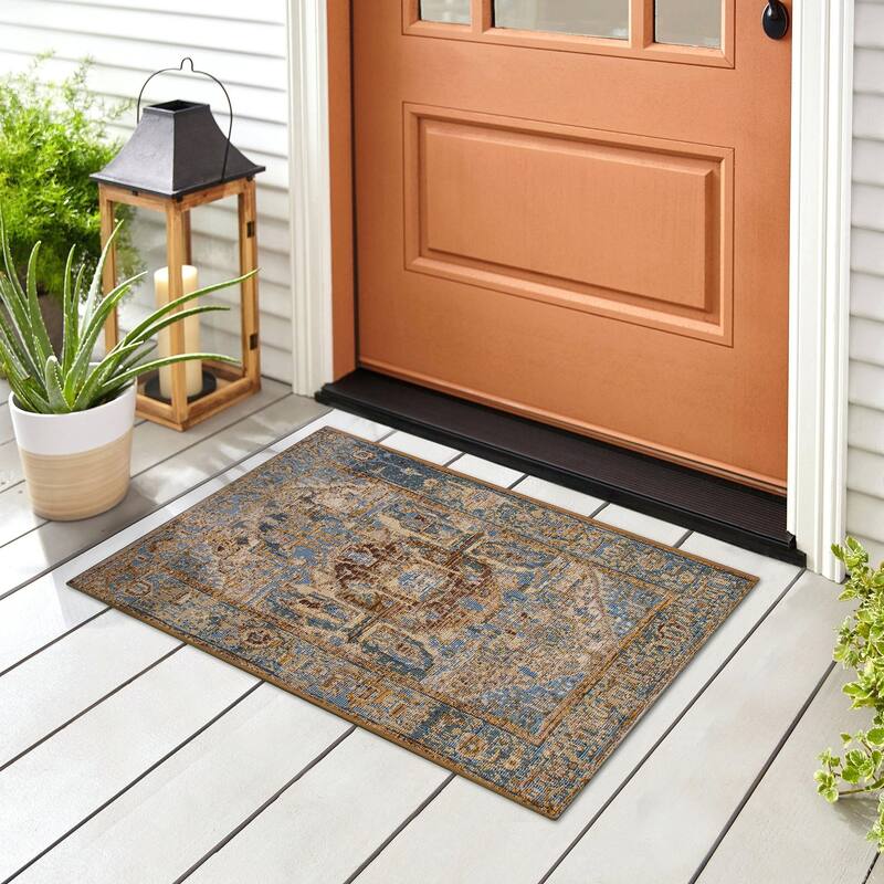 Liora Manne Esencia Heriz Indoor/Outdoor Mat - 2' x 2'10" - Antique Blue