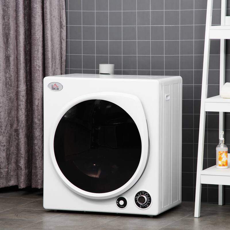 HOMCOM Compact Laundry Dryer, 1350W 3.22Cu.Ft Portable Clothes Dryer with 5 Drying Modes,Stainless Steel Tub for Apartment, Home