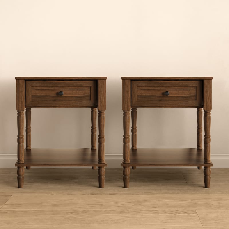Clayfell Ruston 1 Drawer Nightstand (Set of 2) - Brown