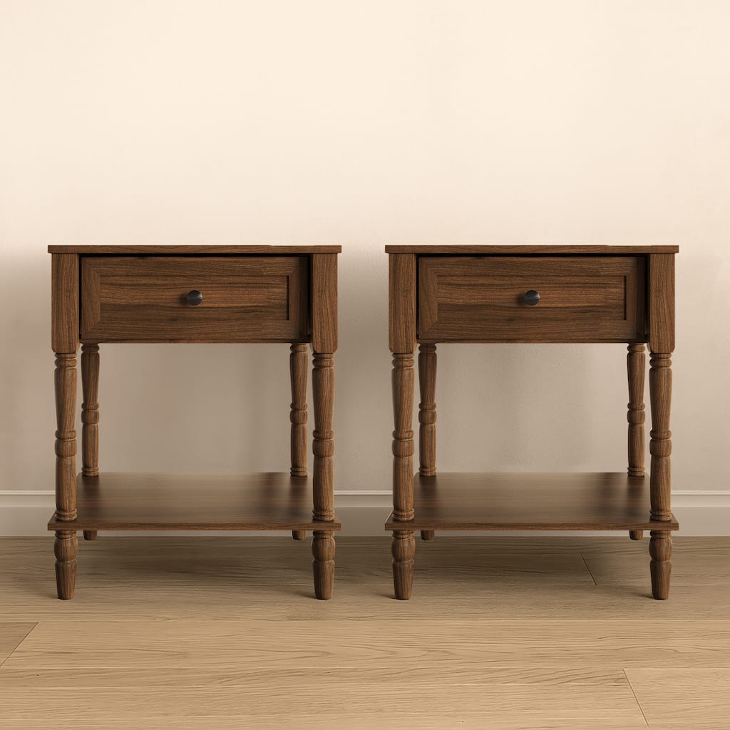 Clayfell Ruston 1 Drawer Nightstand (Set of 2)