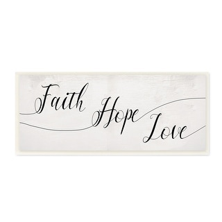 Stupell Faith Hope Love Phrase with Whimsical Linework Typography Wood ...