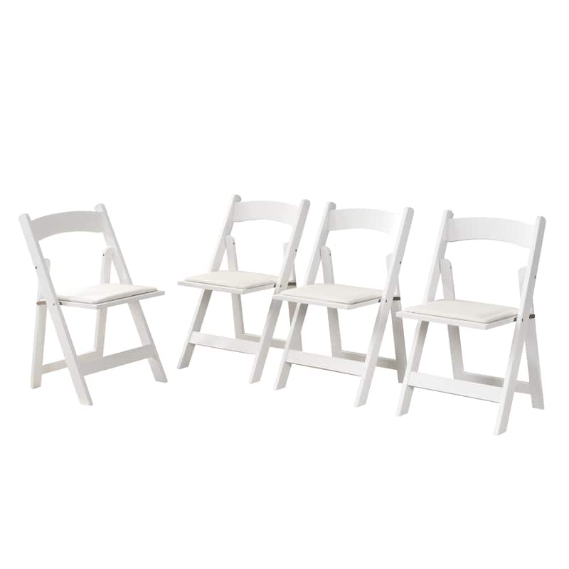 Beige+White 16.1" Folding Accent Chair (Set of 4)