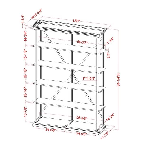 Marcin Transitional 58-inch 5-Shelf Metal Bookcase by Furniture of America