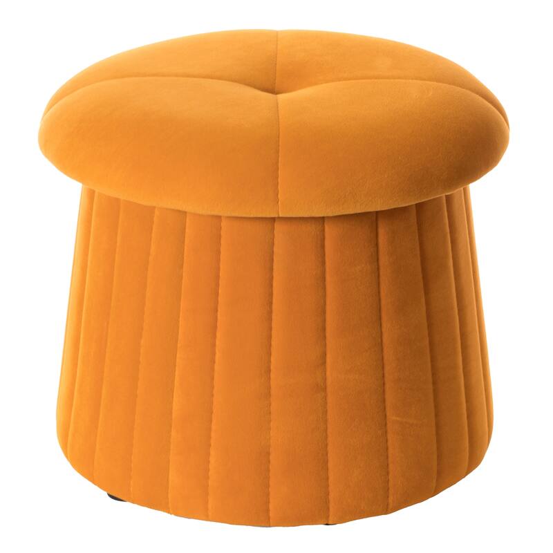 Modern Tufted Velvet Mushroom Shape Storage Ottoman Storage Stool Trunk - Mustard