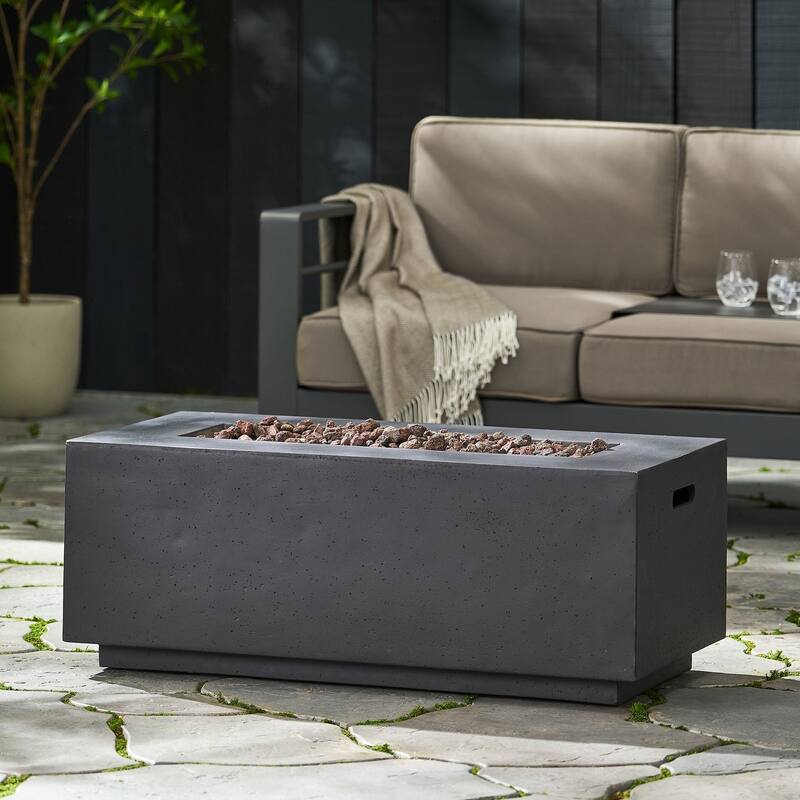 19 in. W x 40.25 in. L x 15 in. H Concrete Rectangle Propane Gas Burning Outdoor Fire Pit