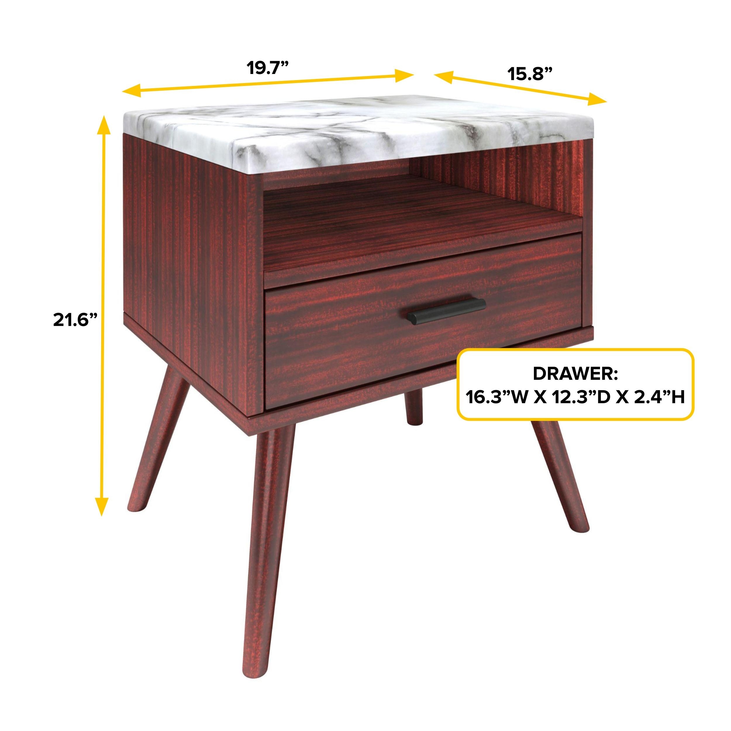 Mid century shop marble top nightstand